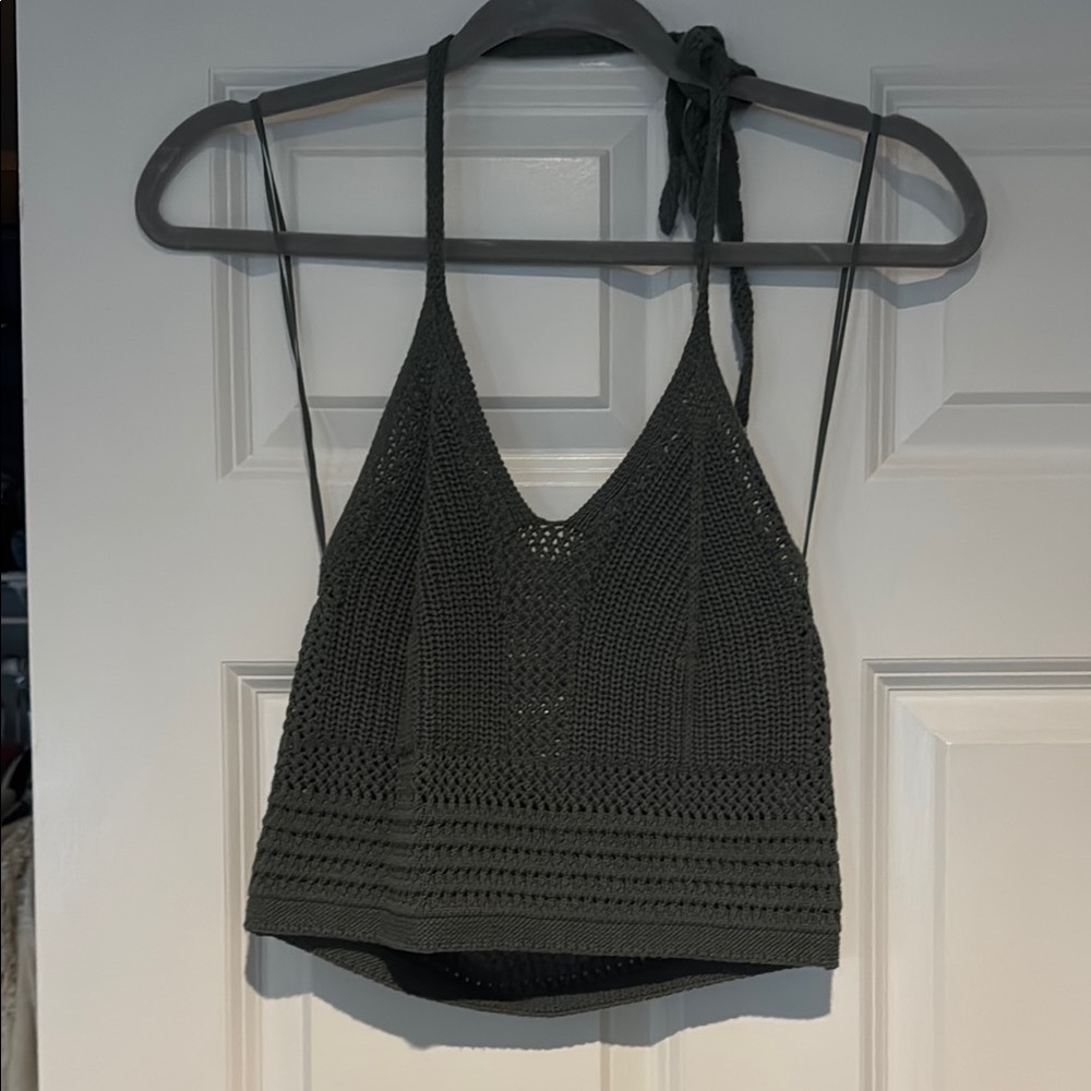 Aerie Black Backless Crop Camisole